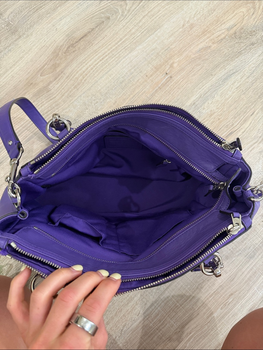 Coach Purple Leather Satchel with Removable Strap - Picture 2 of 6